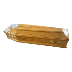中国制造商欧式定制木制棺材，整体雕刻图案和金属装饰品棺材和棺材