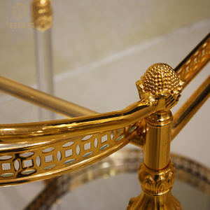 도매 럭셔리 황금 이중 유리 호텔 서빙 트롤리 하이 퀄리티 식당 거실 주방 사용 - Product Image 4