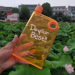 ขวดน้ำพกพาแบบสี่เหลี่ยมพิมพ์โลโก้ตามสั่งขายส่ง แก้วน้ำใสสำหรับเดินทาง แก้วน้ำลายสมุดโน้ตสุดสร้างสรรค์ ขายดี - Product Image 1