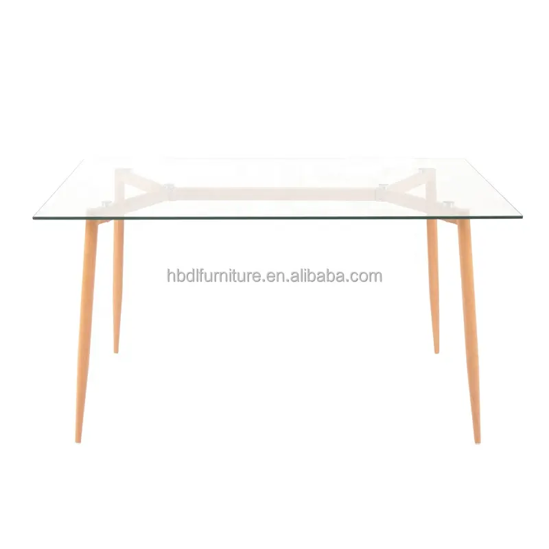 Table de salle à manger au meilleur prix Table de salle à manger moderne en verre avec dessus de table en verre de 10 mm et pieds en bois de hêtre