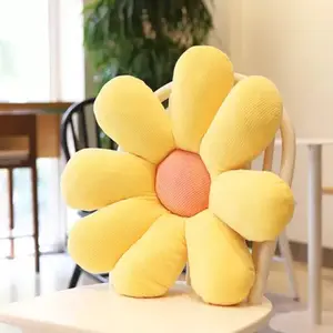 Almohada decorativa en forma de flor para adolescentes, cojines decorativos, amarillo y blanco