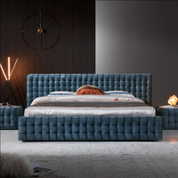 Auxford Modernes Kingsize-Luxusbett für Villen mit Stauraum, Echtleder/Mikrofaser-Polsterung, Massivholzrahmen