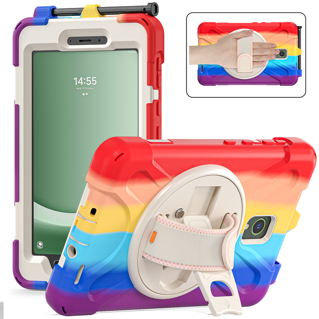 Popular Rugged Hybrid Tablet Case for Samsung Galaxy Tab Active 5 Heavy Duty Plastic Kickstand Hand Shoulder Strap