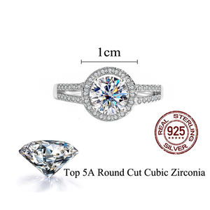 Premium Round Cubic Zircon S925 Sterling Silber Hochzeit Braut ring für Frauen Luxuriöser Hands chmuck - Product Image 5