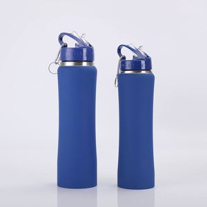 Bouteille Sportive Isotherme Mate en Acier Inoxydable 600ml 750ml avec Couvercle à Paille et Mousqueton pour Camping et Cyclisme - Product Image 2
