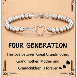 Pulsera de Plata con Cuentas para Mujer, Regalo de San Valentín, Pulsera Delicada con Diamantes Incrustados, Amor Infinito, Corazón, para la Familia - Product Image 4