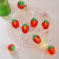 Guirlande lumineuse LED fraise premium blanc chaud, à piles, pour intérieur, fêtes, Noël, décorations de fêtes