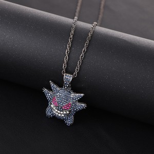 Cartoon Genie Pendant Necklace <b>Micro</b> Set Purple Zircon Zinc Alloy Unisex Party Jewelry - Product Image 3