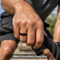 Bague en silicone HM-48 à bord ciselé OEM ODM pour hommes et femmes, alliance souple et respirante en caoutchouc pour la gym, l'entraînement et le quotidien