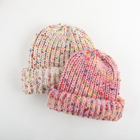 Fabricante de Gorros, Gorro de Punto Personalizado con Confeti de Colores, Gorro de Invierno de Poliéster y Spandex, Gorro de Punto Cepillado