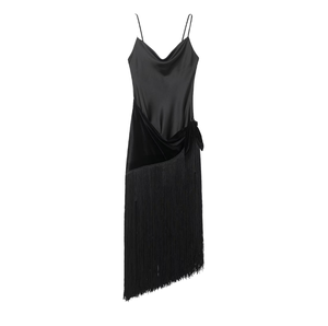 TAOP&ZA 2026 Vestido Sexy Vintage Casual sin Mangas para Mujer, con Tirantes, Adorno de Borlas, Silueta en A, 100% Poliéster, Invierno/Verano - Product Image 1
