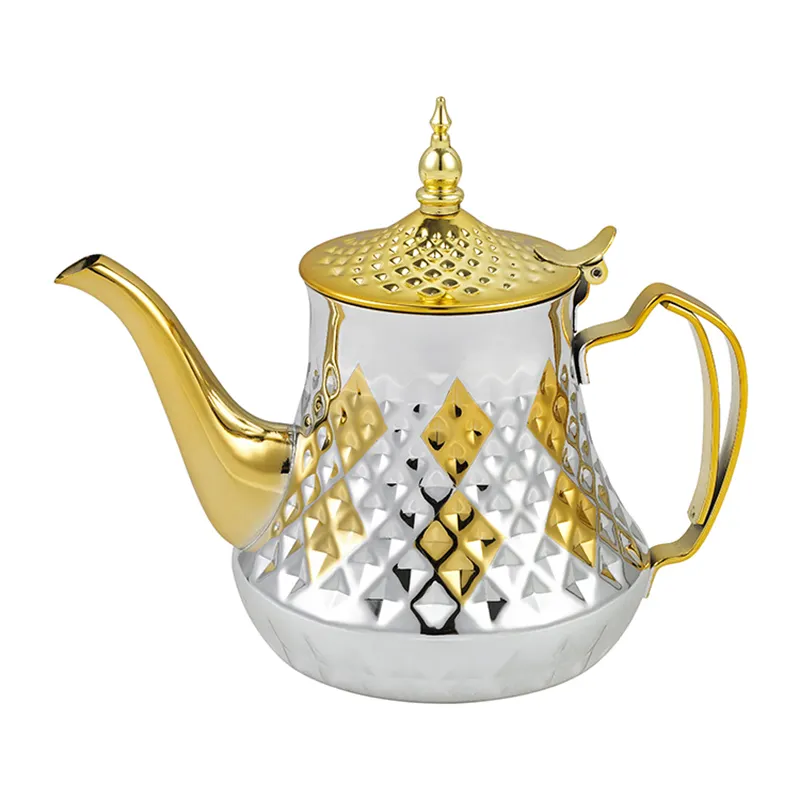 2022 New design Arabic Morocco gold silver stainless steel tea pot tea kettle 26/36/48/60oz