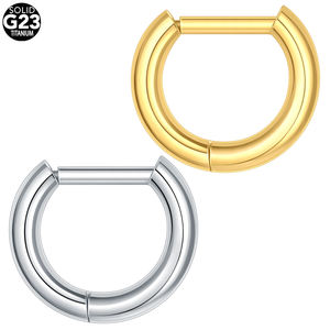 Lingchee D forma nariz anillos De Titanio tabique ASTM F136 titanio cuerpo Piercing Joyería Al por mayor segmento con bisagras anillo - Product Image 1