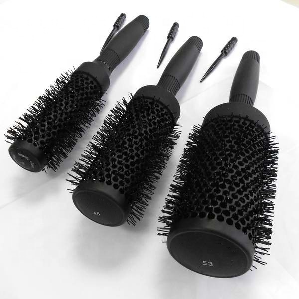 Профессиональная пользовательская круглая термостильная щетка для волос с алюминиевой нейлоновой щетиной, салонная Керамическая ионная щетка для сушки волос