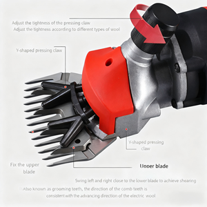 Tondeuse à laine électrique réglable à 6 vitesses, <span class=keywords><strong>ciseaux</strong></span> en acier au carbone, vitesse variable, prise secteur, poignée ambidextre, multifonctionnelle <span class=keywords><strong>pour</strong></span> moutons - Product Image 3