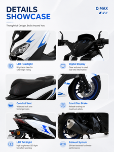 <span class=keywords><strong>Moto</strong></span> Haokai Q Max 150 150cc 10kW 4 temps, <span class=keywords><strong>moto</strong></span> de rue avec frein à disque ABS, pneus 120/70-13, réservoir de carburant de 10L, vitesse maximale supérieure à 80 km/h, Skd - Product Image 2