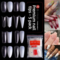 500 Uds./Bolsa de Puntas de Uñas Francesas Mixtas Cuadradas, Coffin, Almendradas, Curvadas en C, Uñas Postizas de ABS, Uñas a Presión, Herramientas Profesionales de Manicura