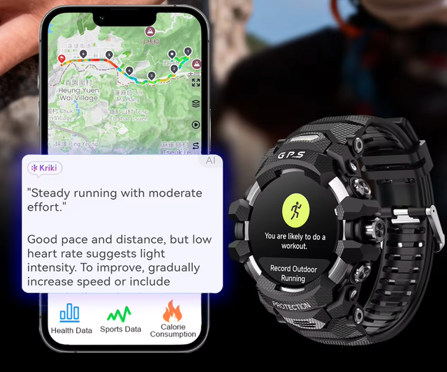 Satellite GPS Navigation Smart Watch for Men Long Battery Life Compass Adjustable Dial Compatible Android and IOS