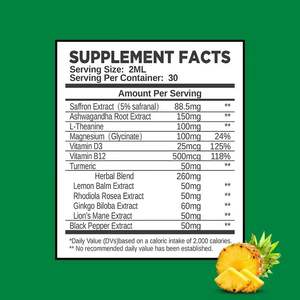 Venta al por mayor rápido saúco gotas líquidas azafrán Ashwagandha y L Teanina para apoyar el estado de ánimo calidad del sueño y relajación muscular - Product Image 2