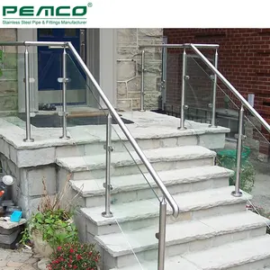 New Modern Outdoor 304 316 Stainless Steel Rustic White Glass Stair Banister