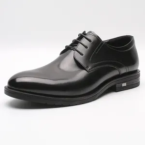 Derby — chaussures en cuir véritable pour homme, accessoire de soirée, formelle, noir