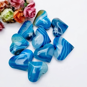 Venta al por mayor de adorno de ágata azul de alta calidad, tallado a mano en forma de corazón, estilo bohemio, tendencia de moda, regalo de recuerdo DIY, decoración del hogar - Product Image 4