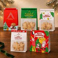 Sacs cadeaux de Noël transparents pour emballage alimentaire, biscuits, macarons, desserts, snacks, impression personnalisée, couleurs variées, vente en gros, approvisionnement en vrac