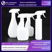 Bouteilles pulvérisatrices plates personnalisées en PE de 350 ml pour l'approvisionnement transfrontalier, vaporisateurs de brume, flacons moussants pour le nettoyage/dégraissage cosmétique