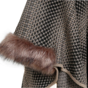 Hochwertige dicke Kunst pelz Poncho <span class=keywords><strong>Vintage</strong></span> zwei Farben kombiniert gestrickte Kunst pelz Kragen Mantel <span class=keywords><strong>Cape</strong></span> - Product Image 6