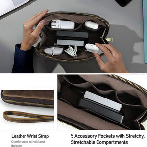AndoBag Pochette de Voyage Homme en Cuir Véritable Portefeuille Long Porte-Téléphone Organisateur de Câbles Décontracté Sacs de Rangement 1429 - Product Image 6