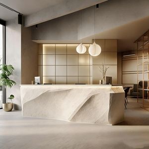 Mostrador de Recepción CR011 con Efecto de Onda Estratificada, Diseño Orgánico para Cafetería, Galería de Arte, Acabado en Piedra - Product Image 3