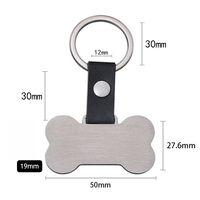 Porte-clés en cuir en forme d'os Ywyougang, étiquette d'identification pour animaux de compagnie gravée sur mesure, porte-clés en acier inoxydable pour animaux de compagnie, cadeau pour les amoureux des animaux