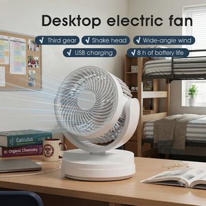 Ventilateur de bureau oscillant USB 7200mAh rechargeable 3 vitesses 70 °   Chargeur portable Type-C à charge rapide pour bureau, chambre, voyage et camping - Product Image 2