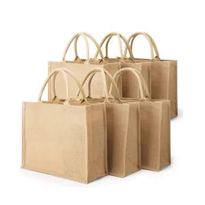 Cheap Custom Logo Printed Eco Recycle Natural Foldable Reusable Jute Burlap Linen Shopping Tote Bag For Storage Supermarket