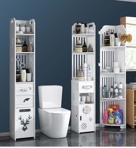 Gabinete Esquinero <span class=keywords><strong>de</strong></span> Piso para Baño <span class=keywords><strong>con</strong></span> Puerta, Cajón y Estantes Ajustables para Almacenamiento - Product Image 2