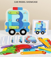 Juego de Construcción Montessori con Formas de Animales, Plantas, Letras, Números y Vehículos, Rompecabezas de Tablero con Clavijas y Bloques Apilables para Niños Pequeños
