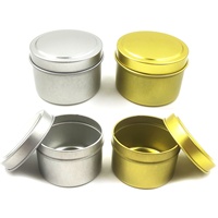 Cajas de Metal Redondas Doradas y Plateadas de 8oz para Portavelas, Envases de Estaño Recargables, Frascos Vacíos para Velas con Tapa