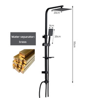 Ensemble complet de colonne de douche noire Acier inoxydable noir mat Ensemble de colonne de douche à effet pluie simple eau froide 2 fonctions