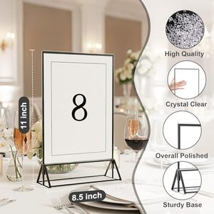 <span class=keywords><strong>Support</strong></span> de signalétique en acrylique Daofary 8,5x11, lot de 14 supports de table <span class=keywords><strong>double</strong></span> face noirs pour cadres photo, présentoir transparent - Product Image 3