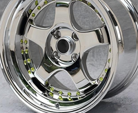 Jantes en alliage forgé à cinq branches avec rivets chromés dorés, 15-18 pouces, 4x100/108/114.3 PCD pour Miata Mini BRZ