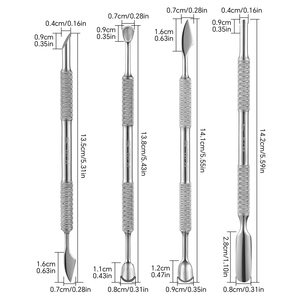 Pousse-cuticules double extrémité en acier inoxydable, nettoyeur d'ongles, éliminateur de peaux mortes pour manucure et pédicure au gel - Product Image 2