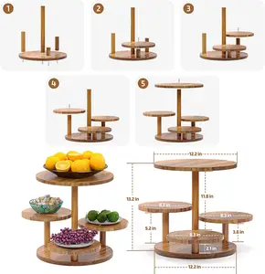 Tour à Cupcake ronde en bois à 4 niveaux personnalisée, support à gâteau en bois
