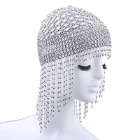 Sombrero de borla con cuentas a rayas hecho a mano para mujer, nuevo producto para fiesta, actuación, danza del vientre, danza india, tocado de novia