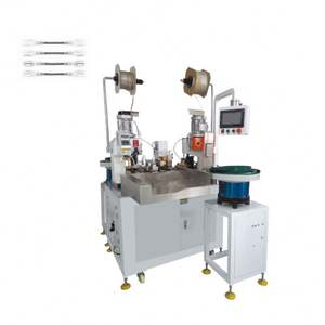 เครื่องจีบหัวต่ออัตโนมัติเต็มรูปแบบแบบสองหัว พร้อมระบบใส่ปลอกหุ้ม ควบคุมด้วย PLC ความเร็วสูง 1700 ชิ้น/ชม. รุ่น Sinrad SR-09R - Product Image 1