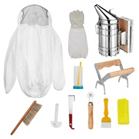 11 pièces Kit d'apiculture nouveau costume d'abeille dispositif de fumée de fumée grattoir ruche cadre pince abeille brosse miel peigne couteau compensation des dommages