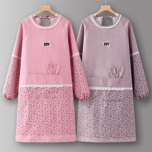 Phụ Nữ Của Dài Tay Nhà Bếp Tạp Dề Cà Phê Cửa Hàng Đặc Biệt Bông Áo Quần Áo Làm Việc Mới Cho Bữa Ăn Tối Mạng Màu Đỏ Cùng Một Vải Bib - Product Image 1