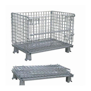 जस्ती फोल्डेबल ढहने वाले इस्पात भंडारण वेल्डेड वायर मेष पिंजरे के भंडारण के लिए 500-2000 किलोग्राम क्षमता के साथ भंडारण कंटेनर - Product Image 5