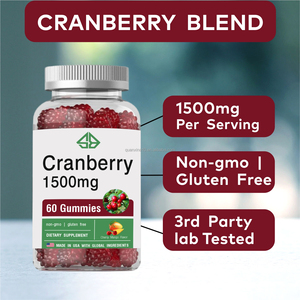 เยลลี่แครนเบอร์รี่ OEM 1500 มก. 60 เม็ด ผลิตภัณฑ์เสริมอาหาร ปราศจาก GMO ปราศจากกลูเตน รสเชอร์รี่มะม่วง ผลิตในสหรัฐอเมริกา - Product Image 3