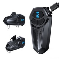 Headphone Helm Sepeda/Motor Gaya Klasik SU8 Layar Digital Tahan Air IPX-6 500mAh 20 Jam Waktu Putar Nirkabel Stabil