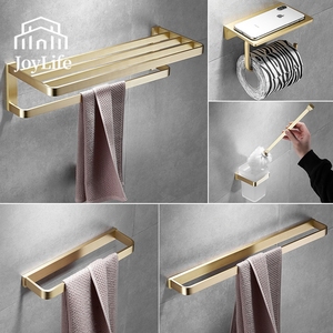 Portasciugamani da <span class=keywords><strong>Bagno</strong></span> in Ottone, Accessori da Parete, Doppio Portasciugamani, Portarotolo, Portascopino, Design Minimalista - Product Image 2